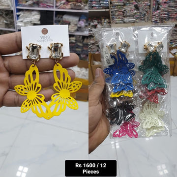 Butterfly Fiber Earrings – Pack of 12 Mix Color