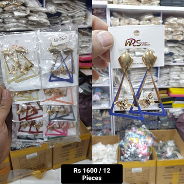 Wholesale Long Stylish Earrings – Pack of 12, Multi-Color