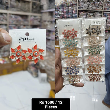 Wholesale Stone Earrings – Pack of 12, Multi-Color