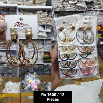 Wholesale Long Stylish Earrings – Pack of 12, Multi-Color