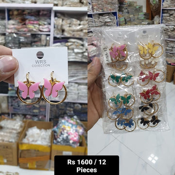 Butterfly Fiber Earrings – Pack of 12 Mix Color