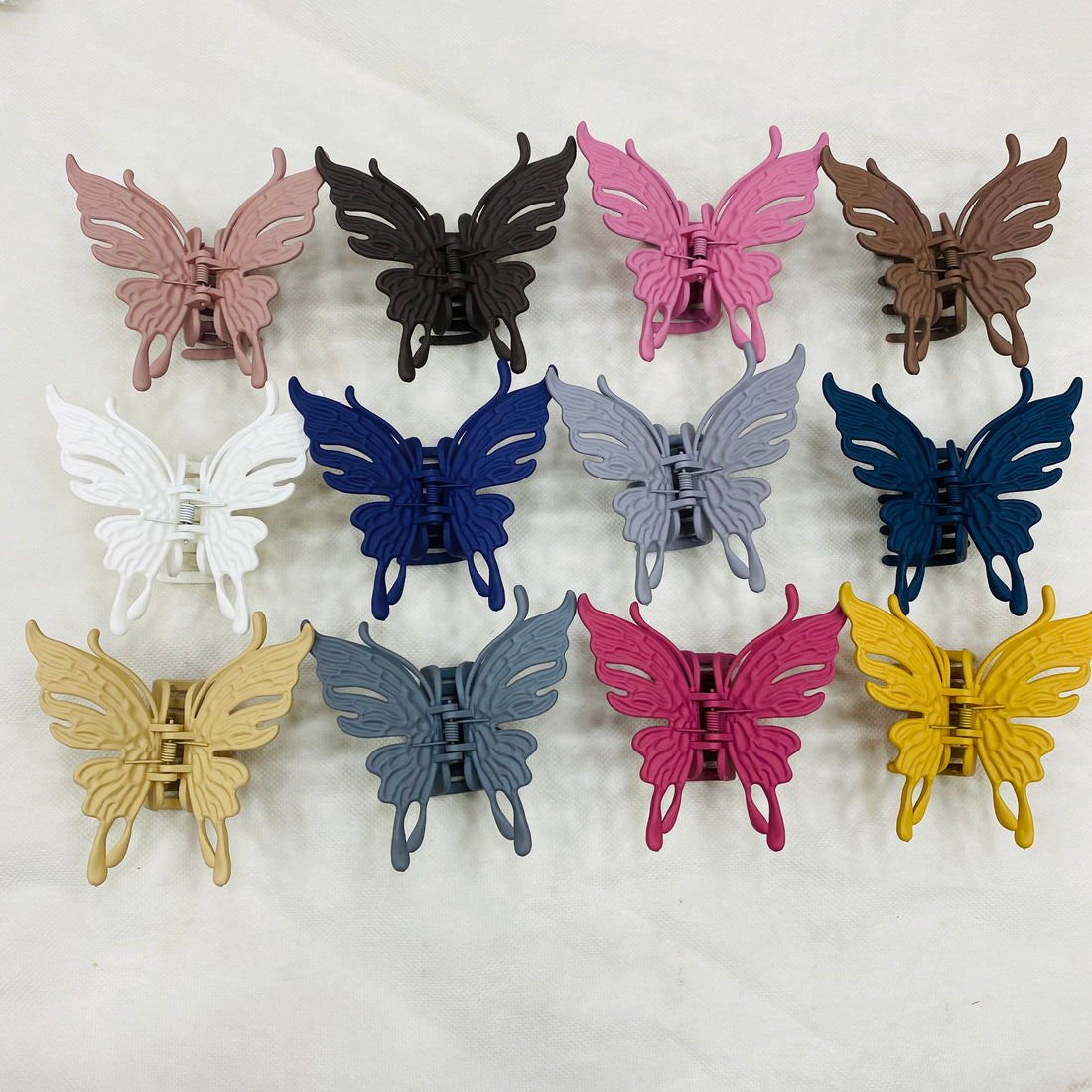 🦋 Butterfly Hair Clips – Large Size | Mix Colors | Pack of 12 (Wholesale)