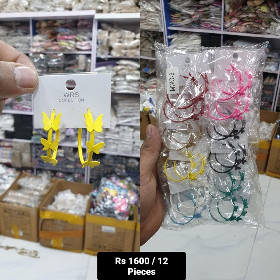 Butterfly Fiber Earrings – Pack of 12 Mix Color