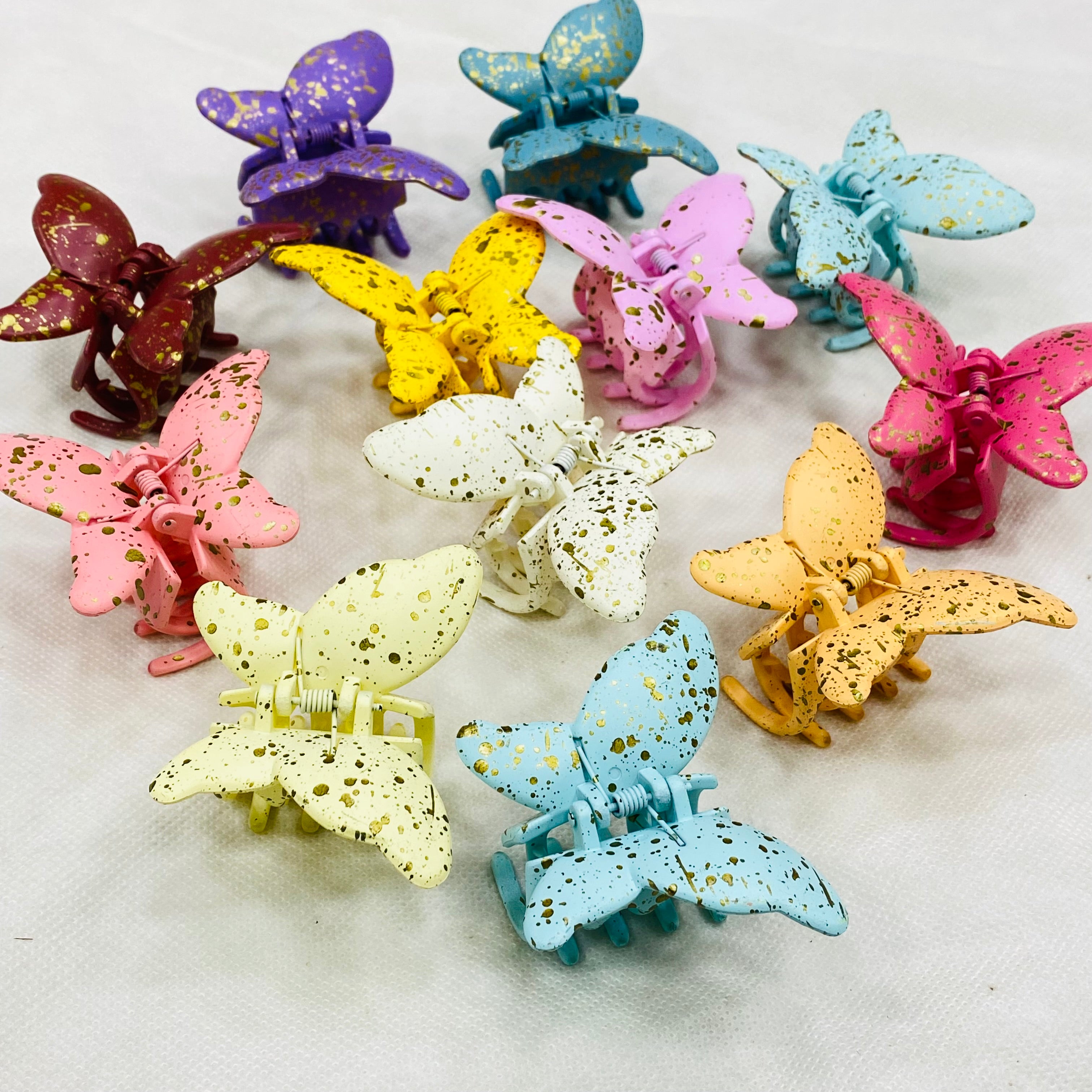 🦋 Butterfly Hair Clips – Mix Colors | Wholesale Pack of 12