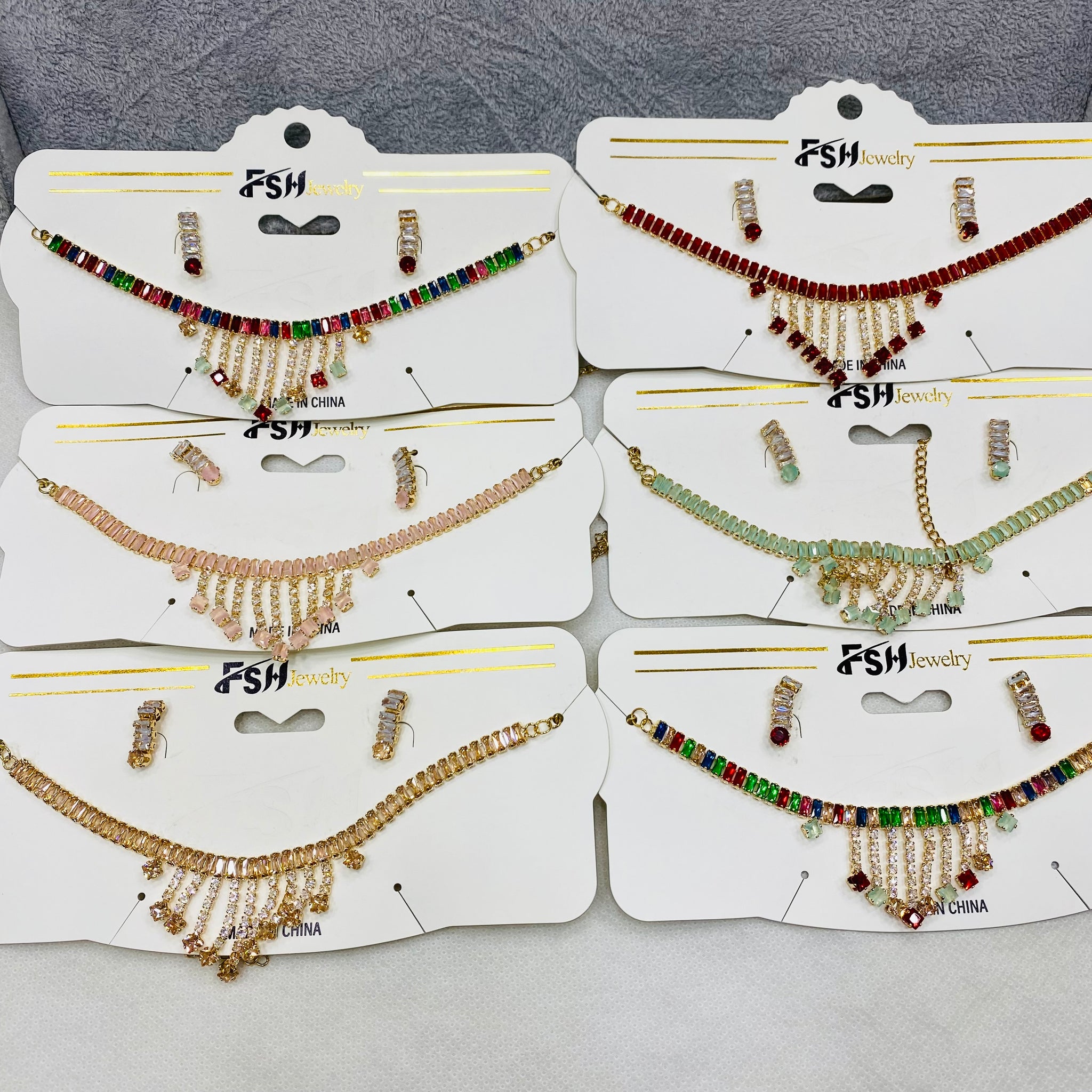✨ Zircon Chokar Set – Pack of 12 | Mix Designs ✨