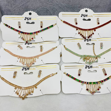 ✨ Zircon Chokar Set – Pack of 12 | Mix Designs ✨