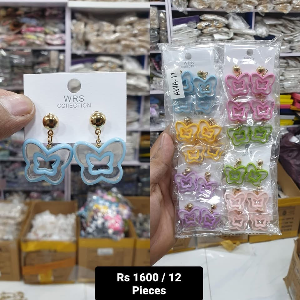 Butterfly Fiber Earrings – Pack of 12 Mix Color