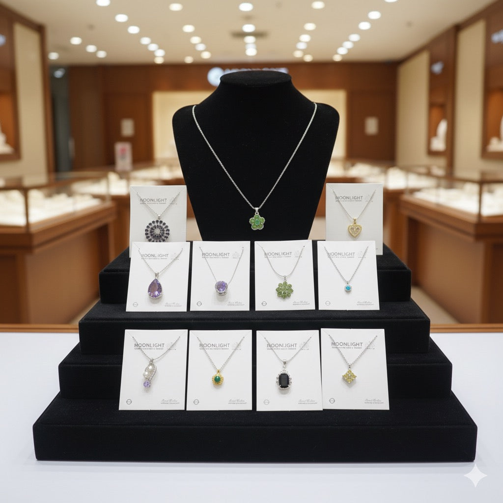 💎 Mix Design Stone Necklace with Chain – Wholesale Packs