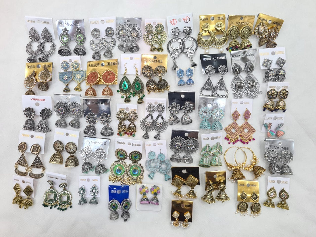 ✨ Imported Mix Metal Jhumka Box – 50 Pairs Wholesale ✨