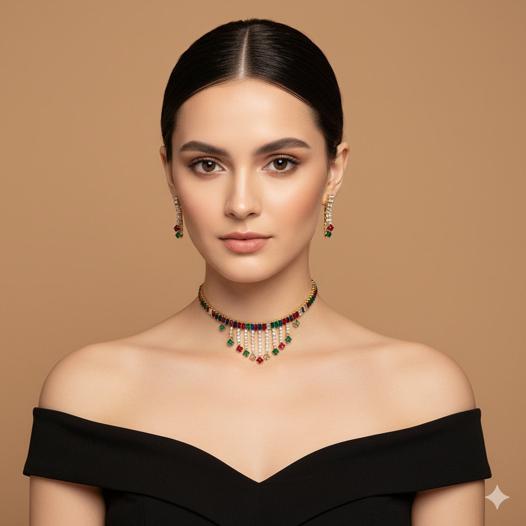 ✨ Zircon Chokar Set – Pack of 12 | Mix Designs ✨