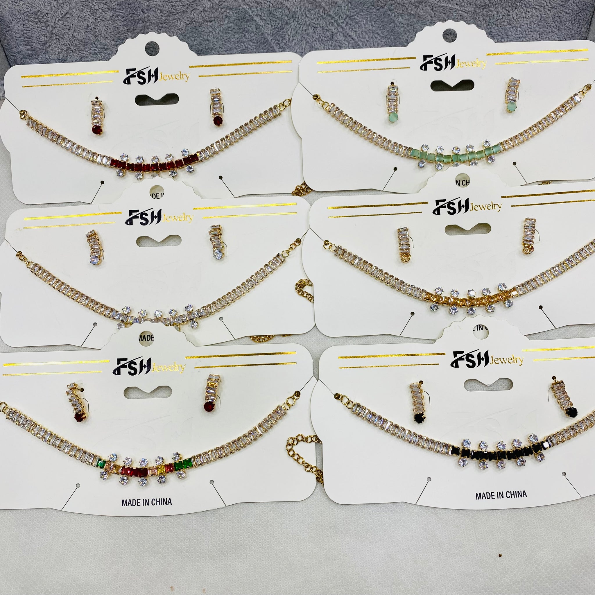 ✨ Zircon Chokar Set – Pack of 12 | Mix Designs ✨