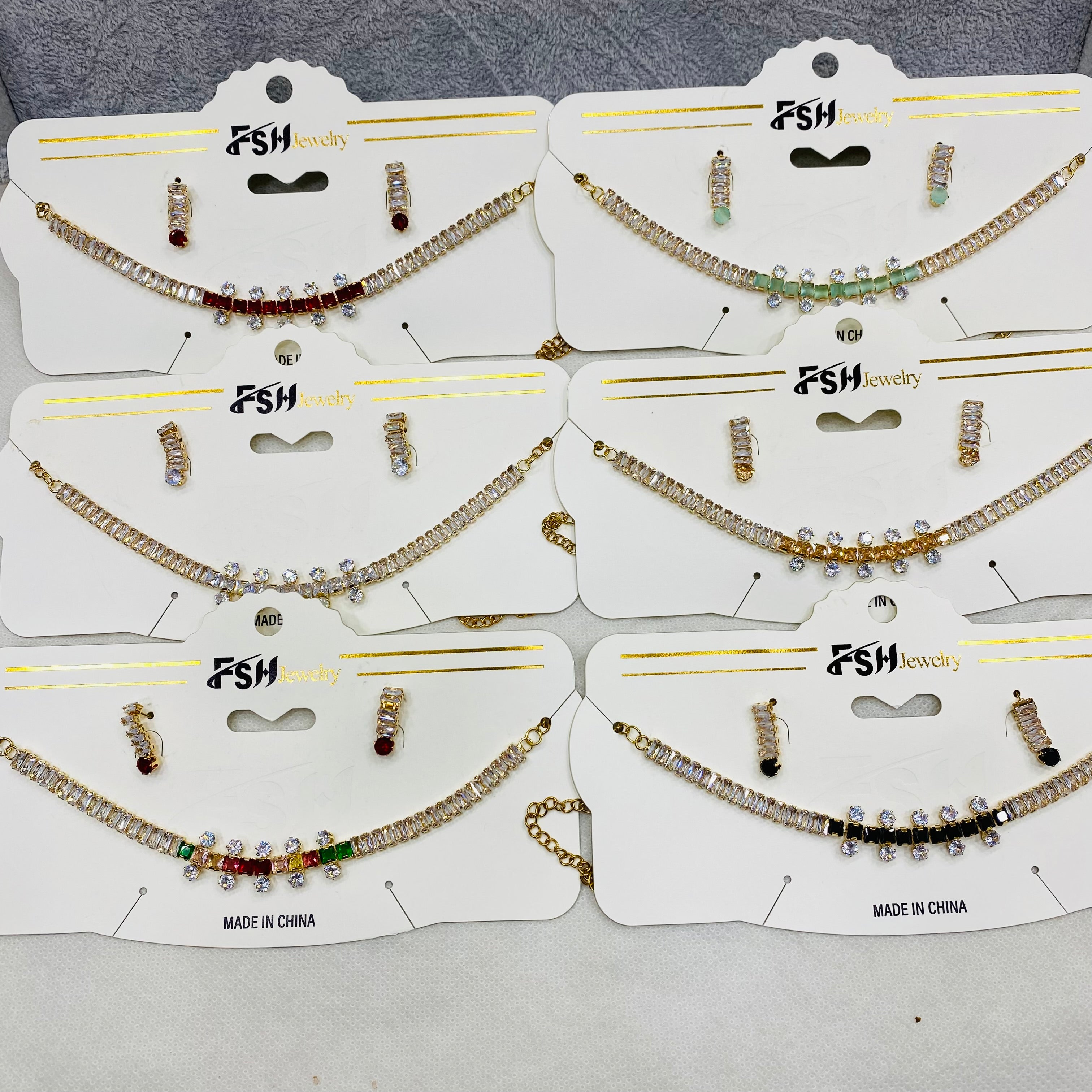 ✨ Zircon Chokar Set – Pack of 12 | Mix Designs ✨