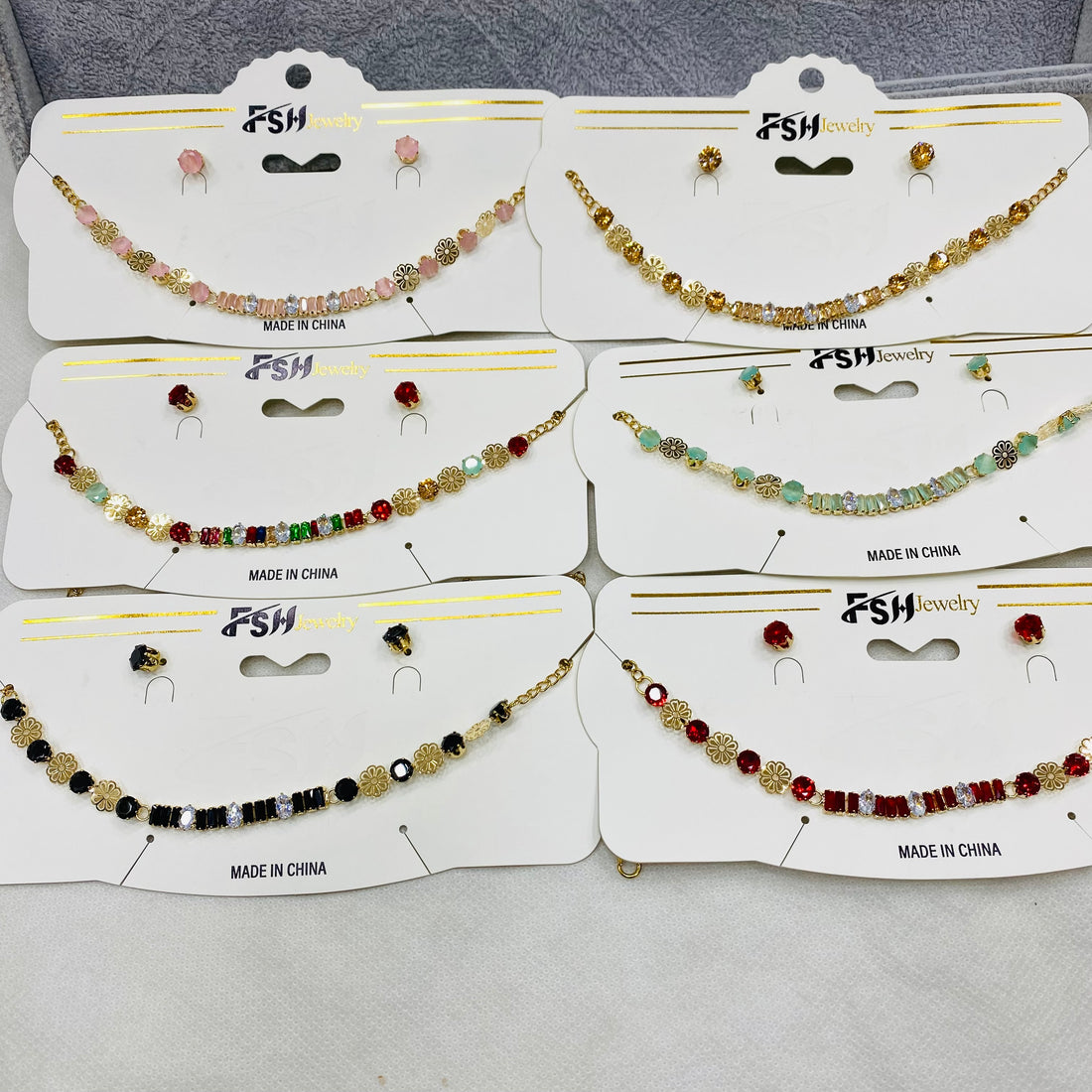 ✨ Zircon Chokar Set – Pack of 12 | Mix Designs ✨