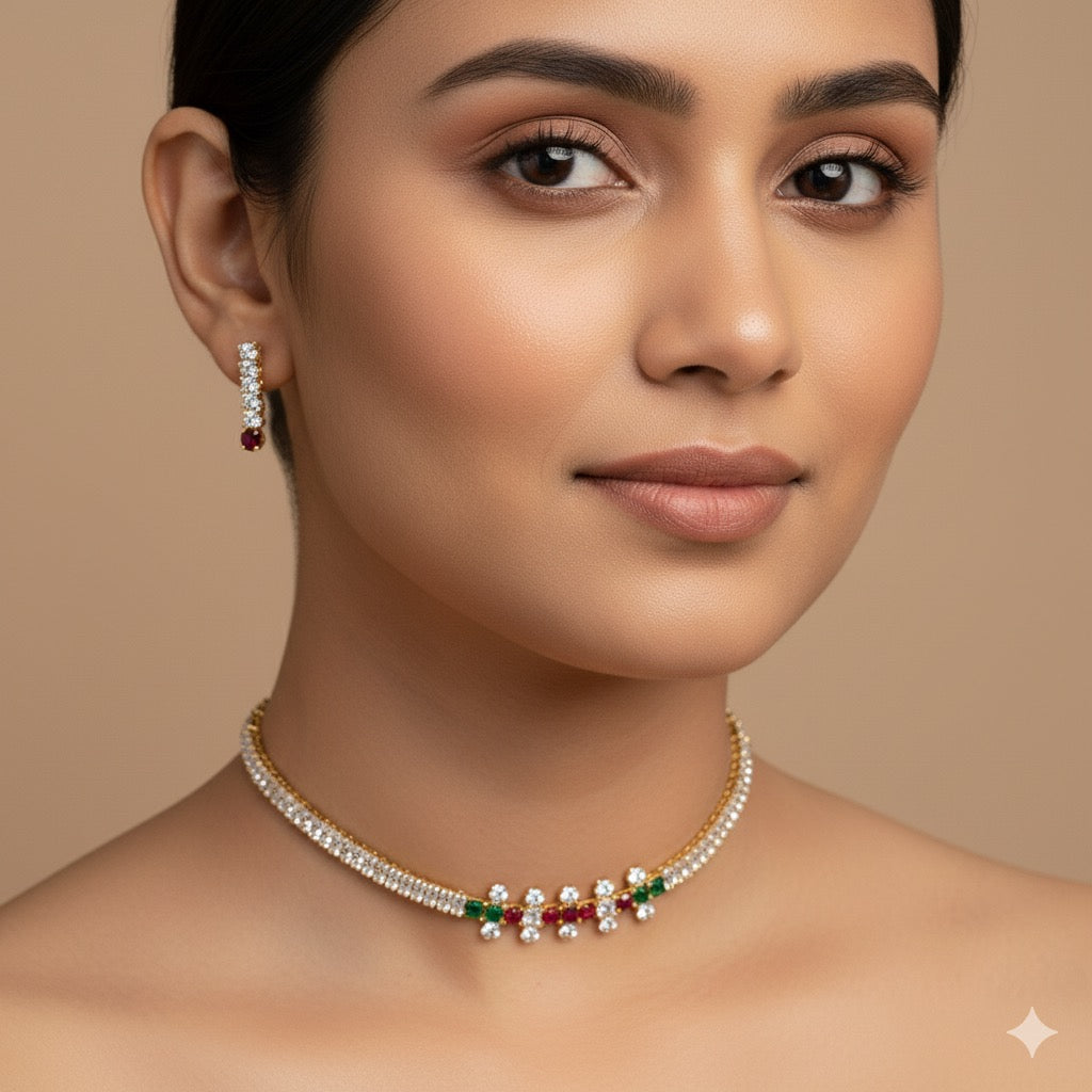 ✨ Zircon Chokar Set – Pack of 12 | Mix Designs ✨