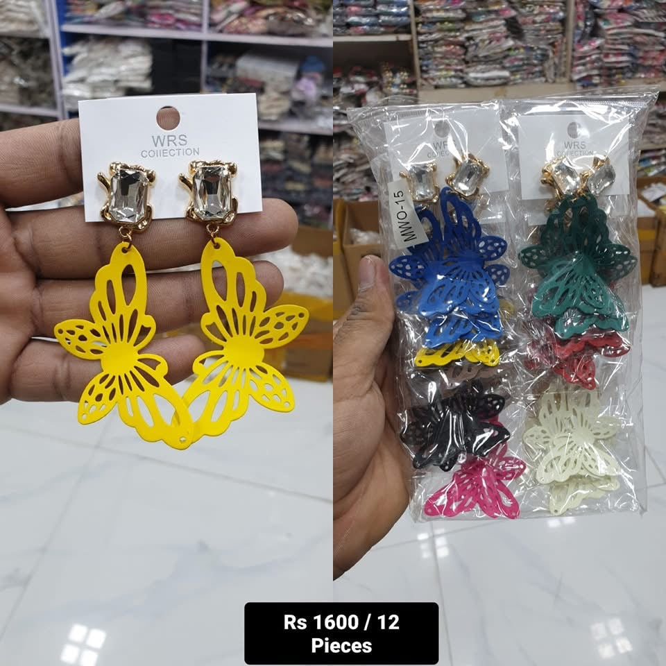 Butterfly Fiber Earrings – Pack of 12 Mix Color