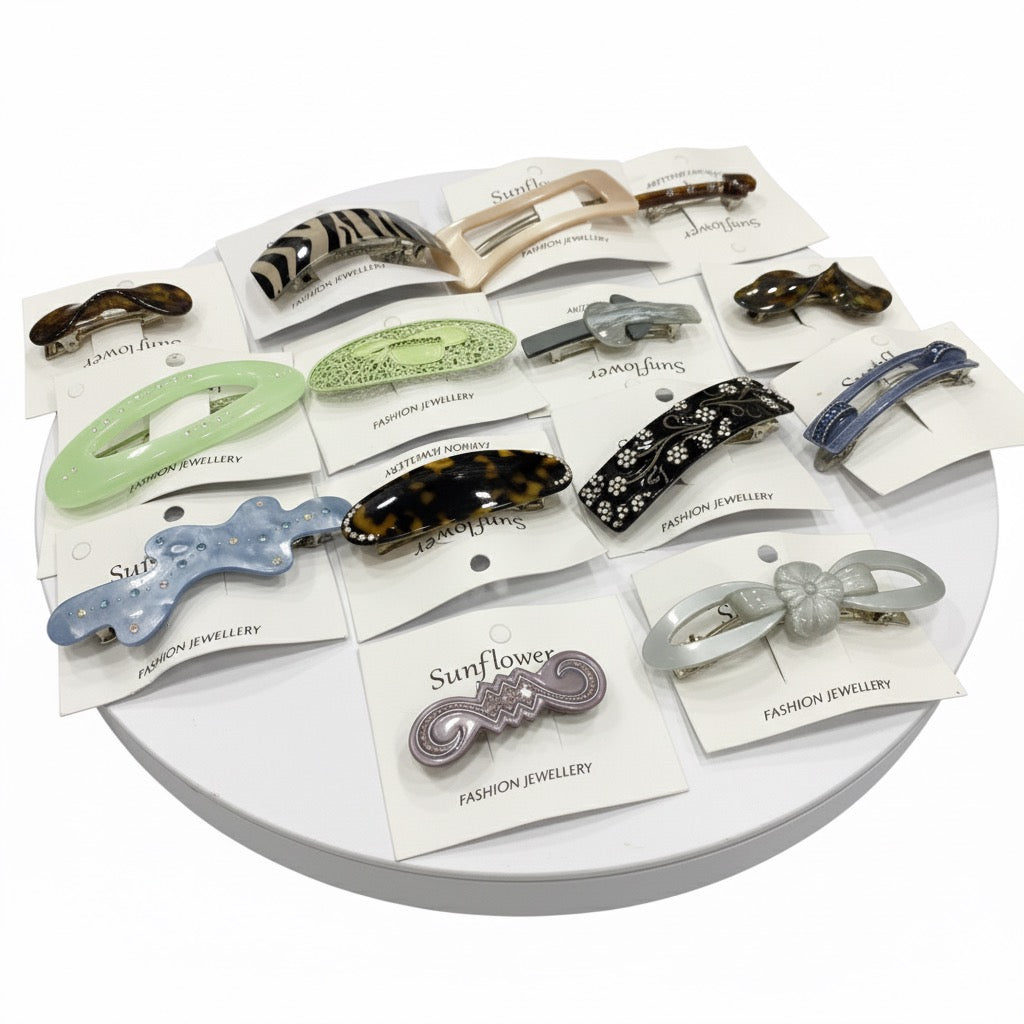 ✨ Premium Corian Style Hair Clips - 12 Piece Mix Pack (Designer Barrette Collection) ✨