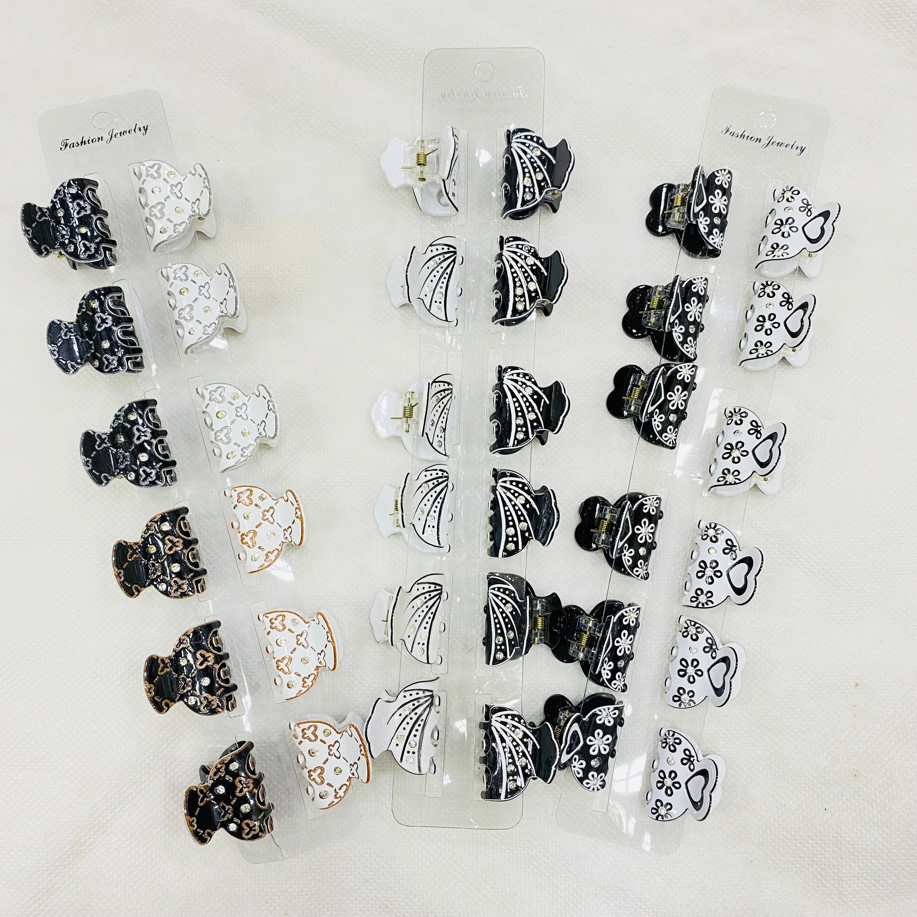 ✨ Small Hair Cachers – Pack of 12 Cards | Mix Designs & Colors | Imported Quality