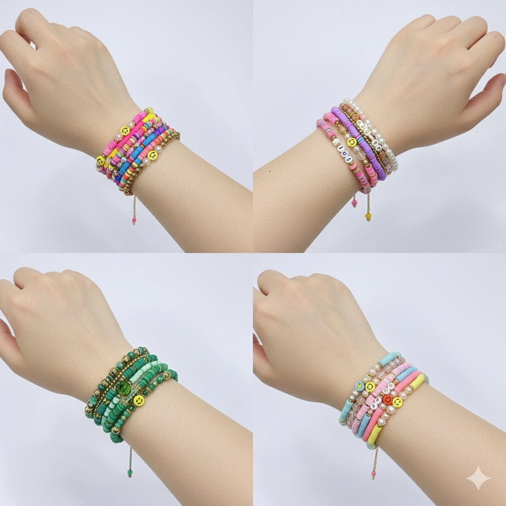 ✨ Korean funky Adjustable Bracelet – Set of 5 | Mix Designs & Colors