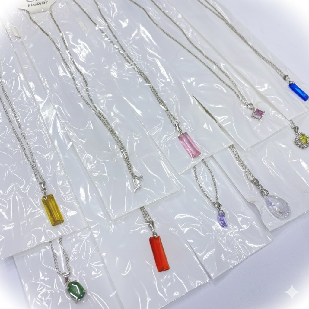 Mix Design Crystal Pendant Necklaces | Wholesale Pack of 6 / 12 / 24