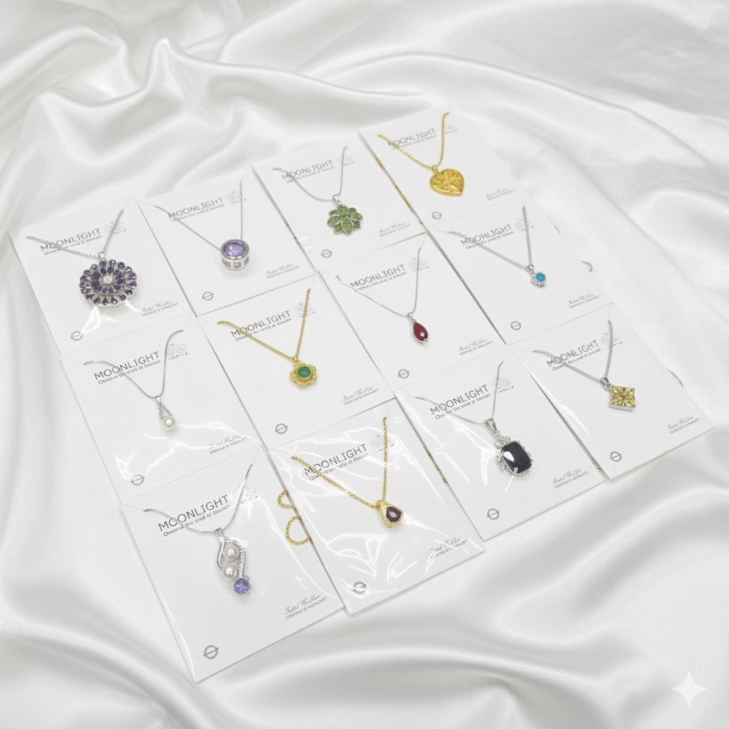 💎 Mix Design Stone Necklace with Chain – Wholesale Packs