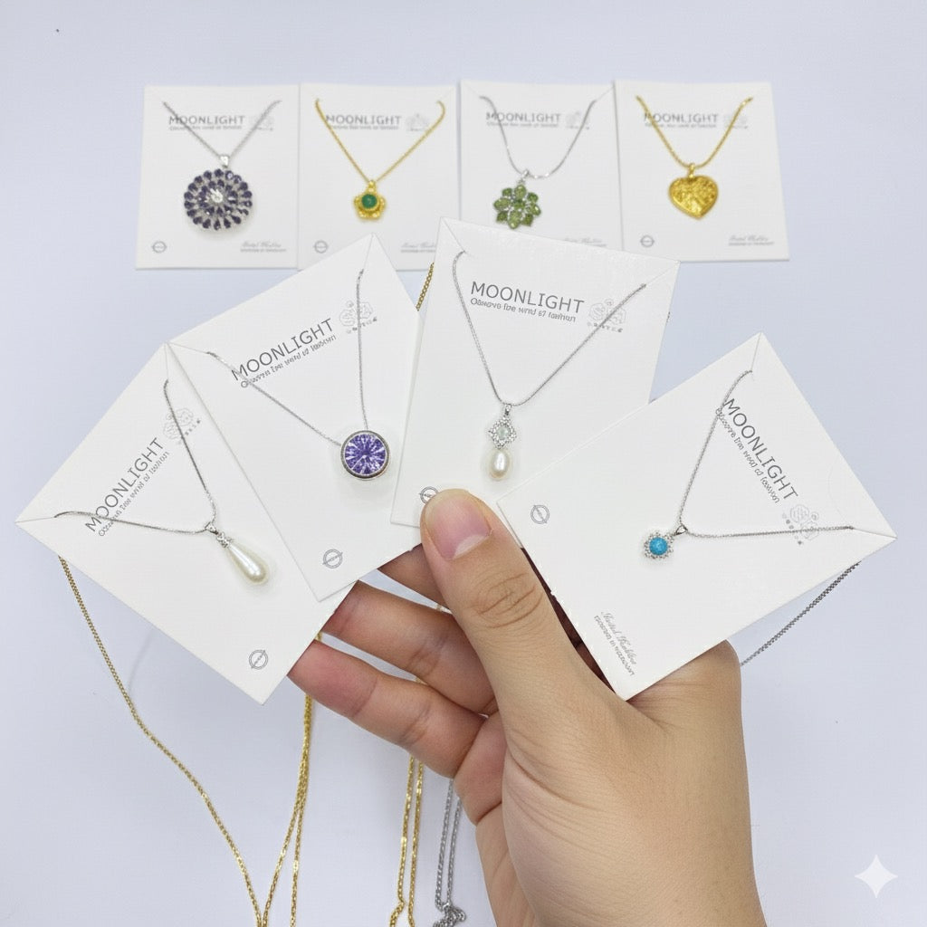 💎 Mix Design Stone Necklace with Chain – Wholesale Packs