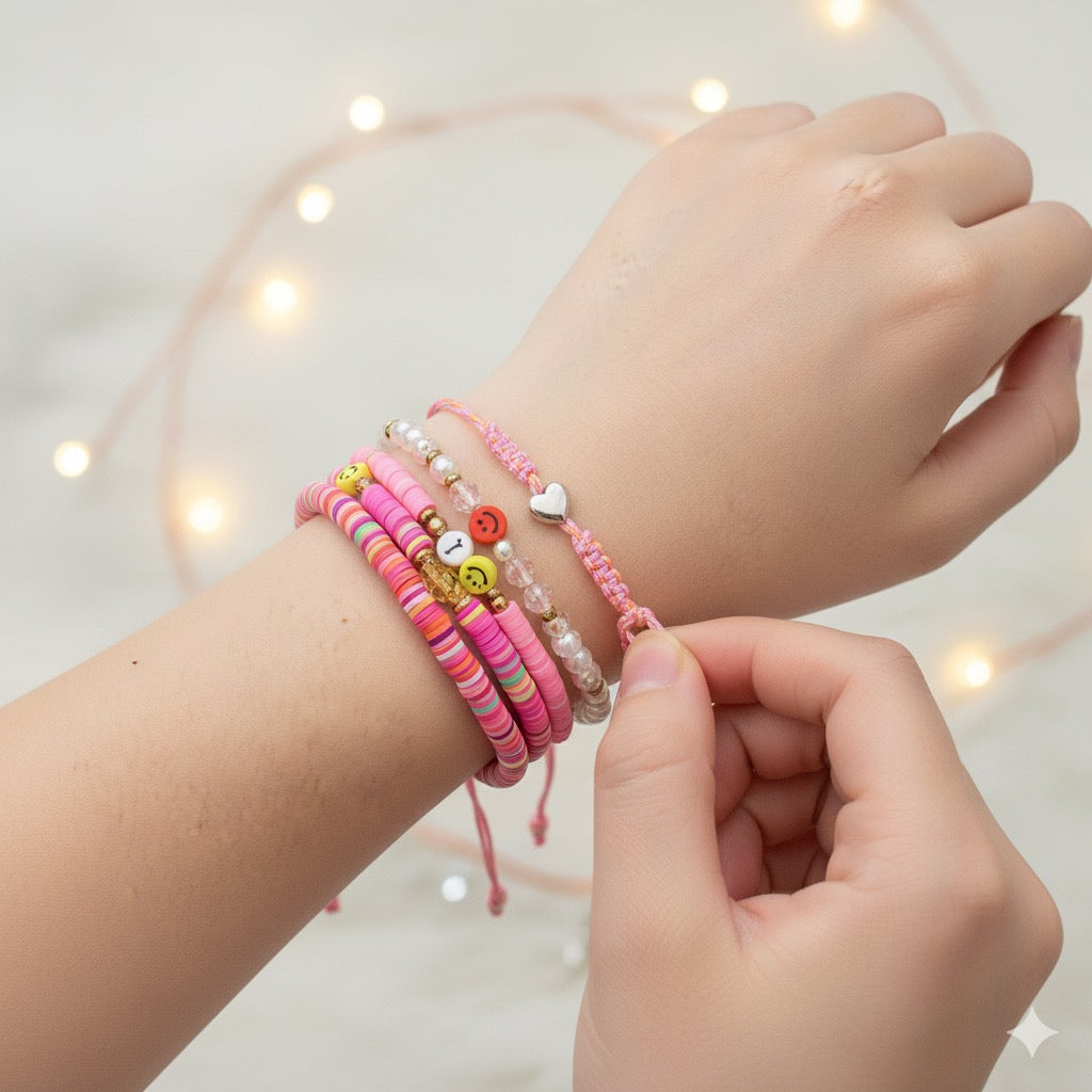 ✨ Korean funky Adjustable Bracelet – Set of 5 | Mix Designs & Colors