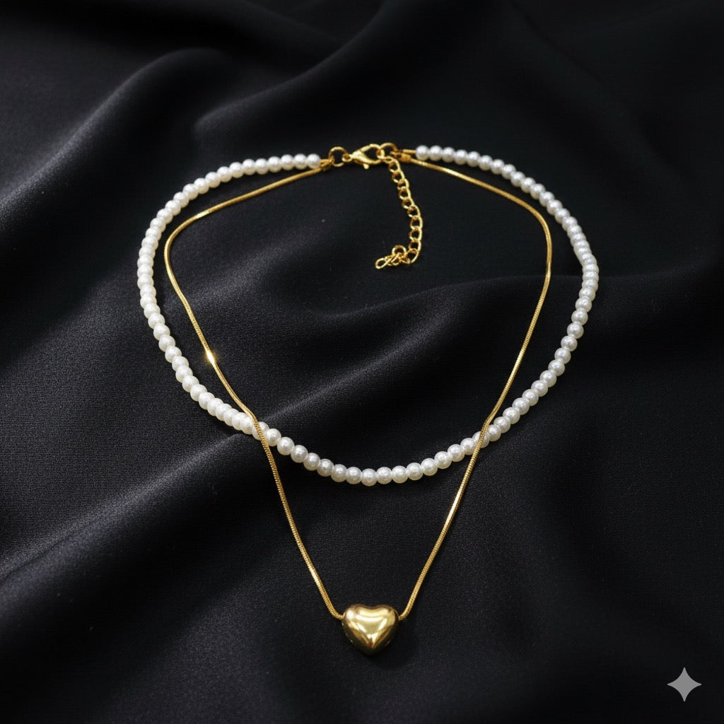 Stainless Steel Dual-Tone Heart Necklace