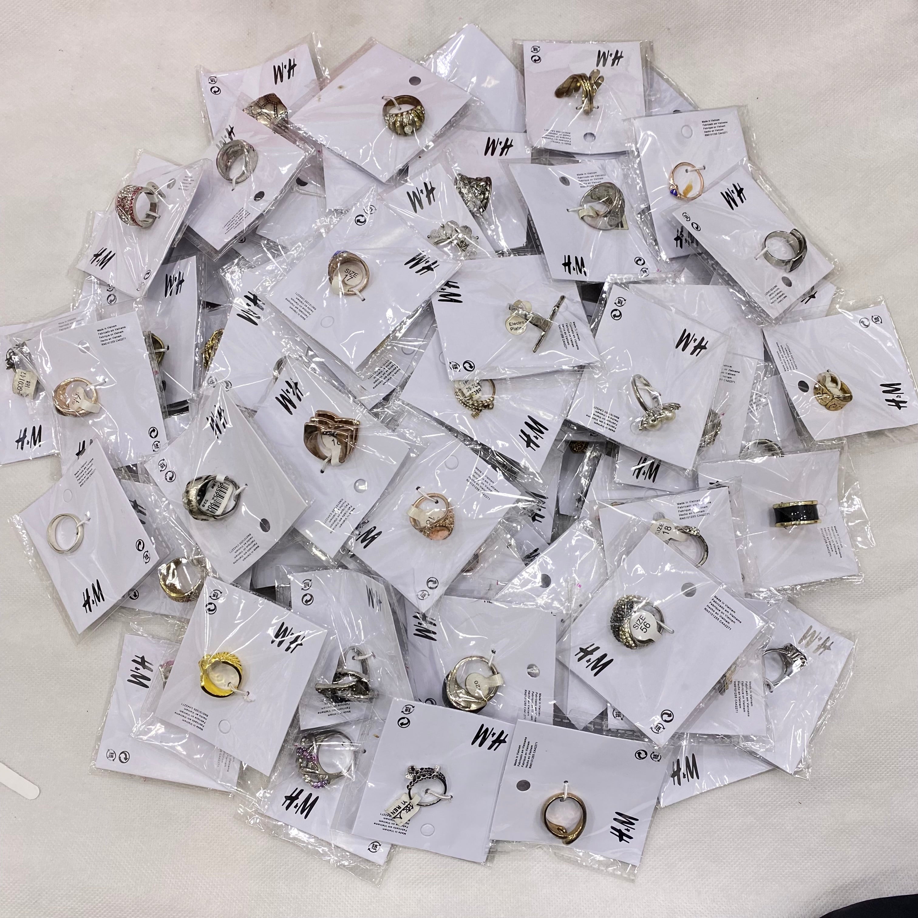 Imported Zircon & Stone Rings – 1 kg Box, Mix Sizes & Designs
