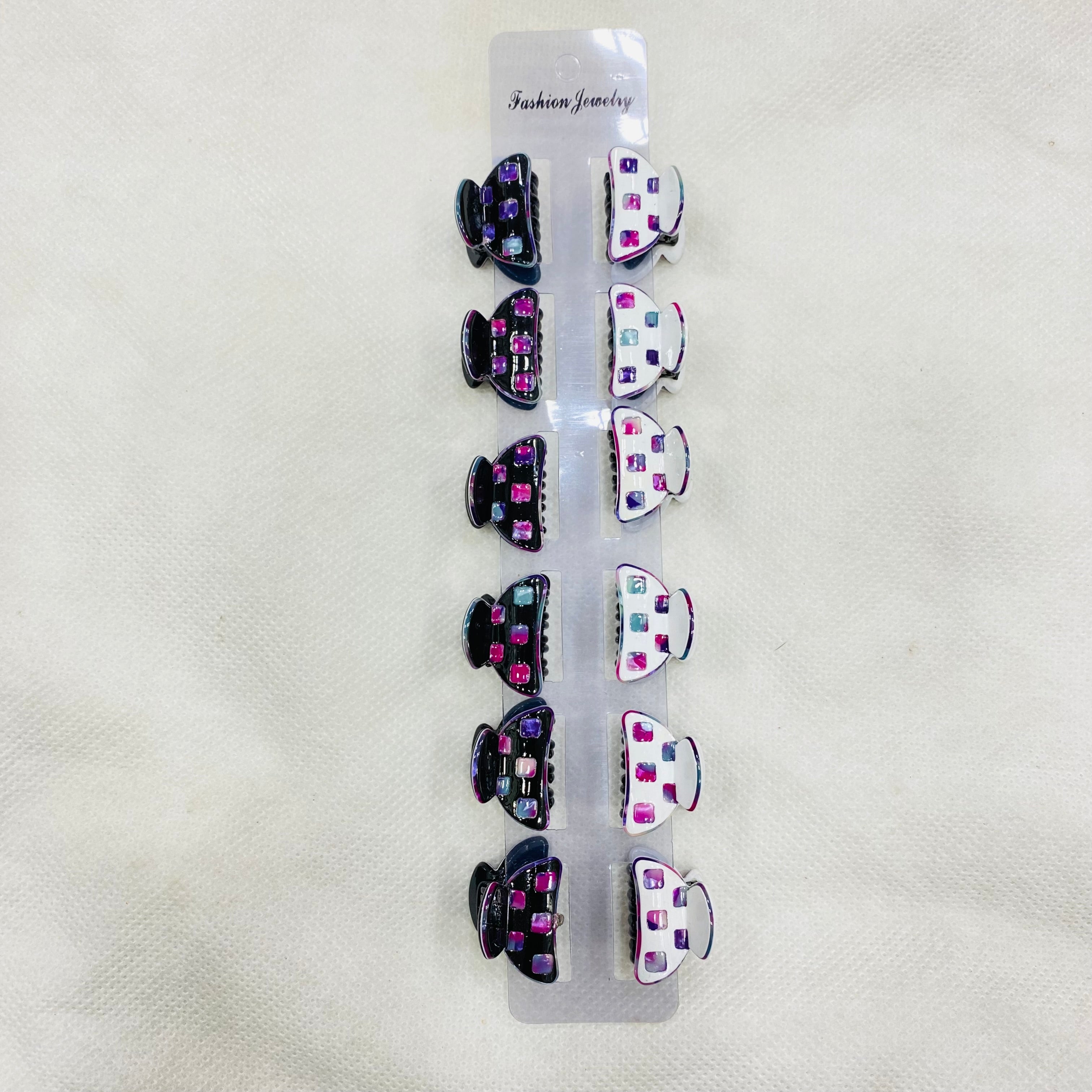 ✨ Small Hair Cachers – Pack of 12 Cards | Mix Designs & Colors | Imported Quality