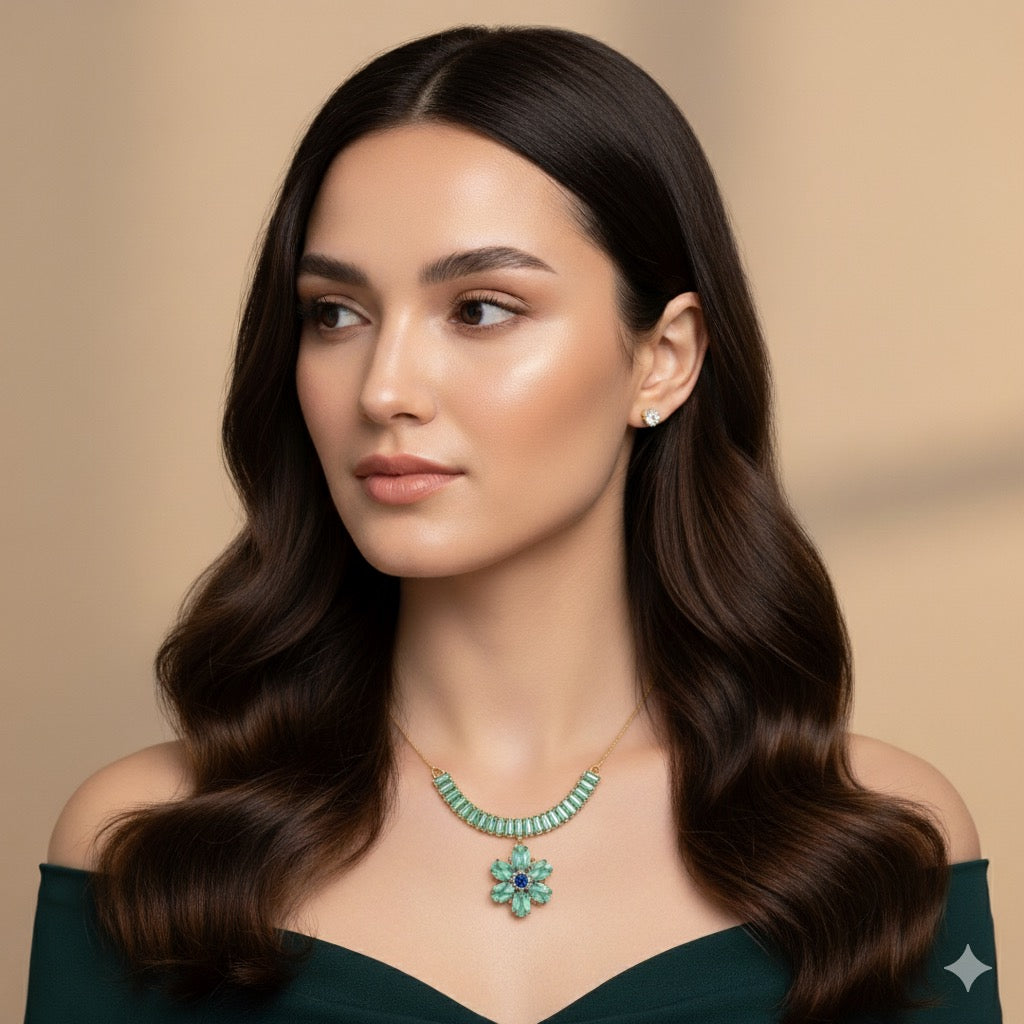 ✨ Zircon Necklace Set with Tops – Pack of 12 | Mix Designs ✨
