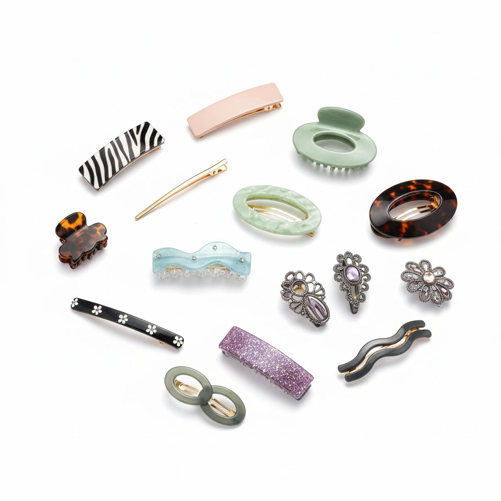 ✨ Premium Corian Style Hair Clips - 12 Piece Mix Pack (Designer Barrette Collection) ✨